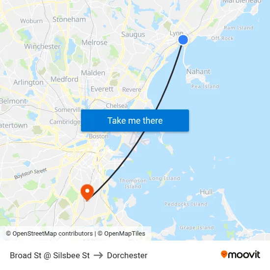 Broad St @ Silsbee St to Dorchester map