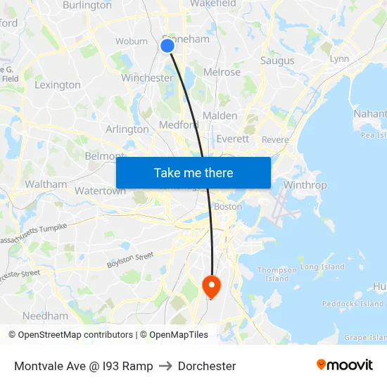 Montvale Ave @ I93 Ramp to Dorchester map