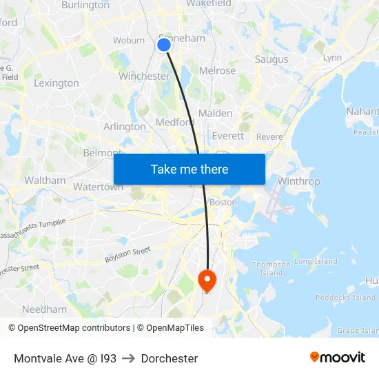 Montvale Ave @ I93 to Dorchester map