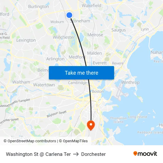 Washington St @ Carlena Ter to Dorchester map