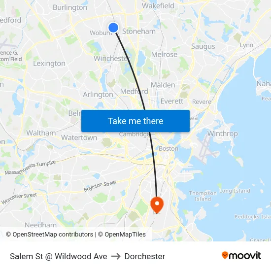 Salem St @ Wildwood Ave to Dorchester map