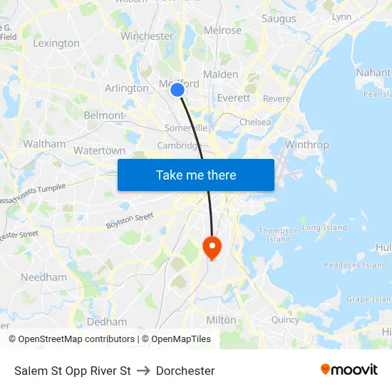 Salem St Opp River St to Dorchester map