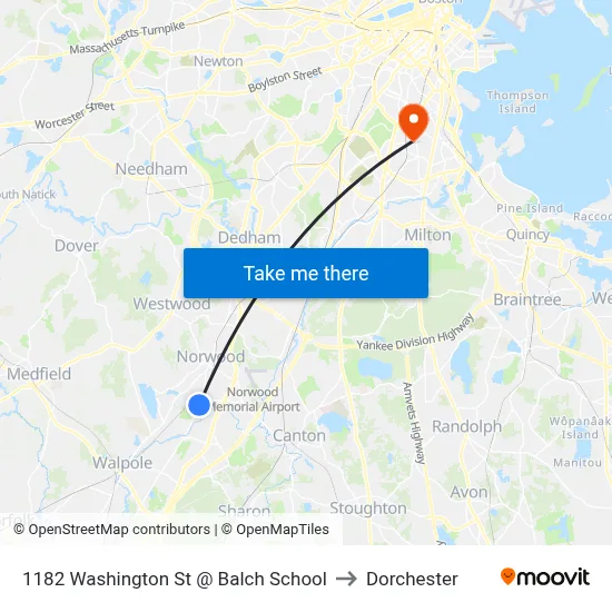 1182 Washington St @ Balch School to Dorchester map