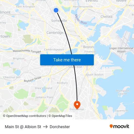 Main St @ Albion St to Dorchester map