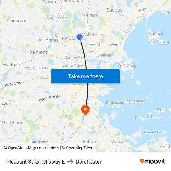 Pleasant St @ Fellsway E to Dorchester map
