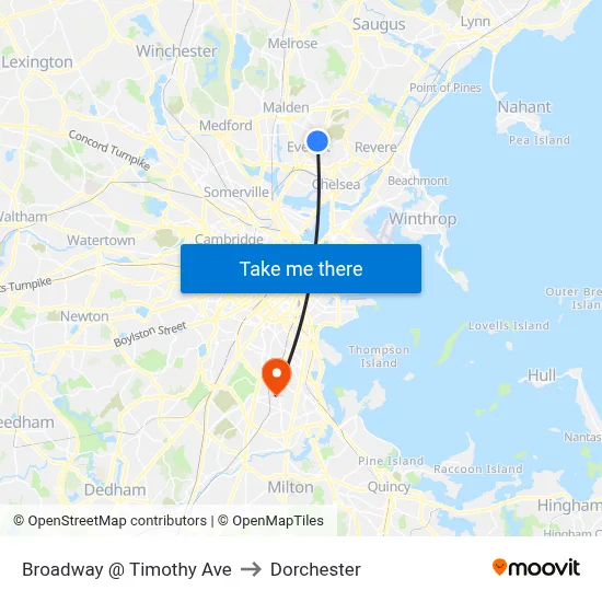 Broadway @ Timothy Ave to Dorchester map