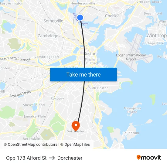Opp 173 Alford St to Dorchester map