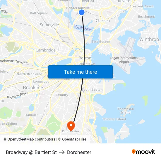 Broadway @ Bartlett St to Dorchester map