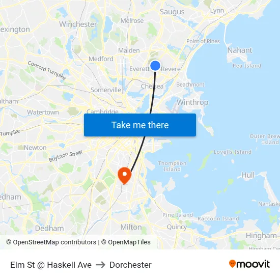 Elm St @ Haskell Ave to Dorchester map