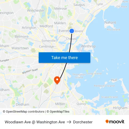 Woodlawn Ave @ Washington Ave to Dorchester map