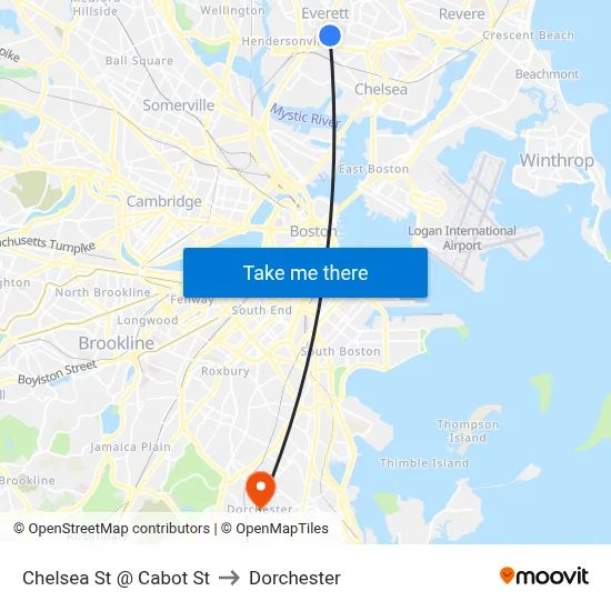 Chelsea St @ Cabot St to Dorchester map