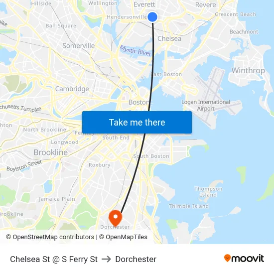 Chelsea St @ S Ferry St to Dorchester map
