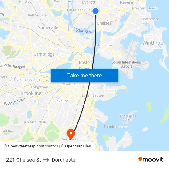 221 Chelsea St to Dorchester map
