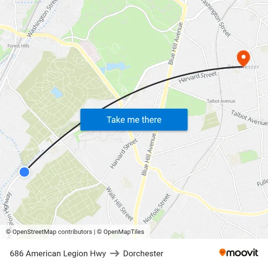 686 American Legion Hwy to Dorchester map