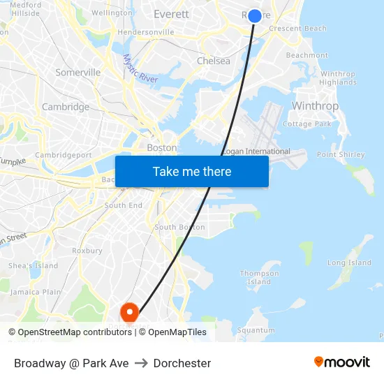Broadway @ Park Ave to Dorchester map