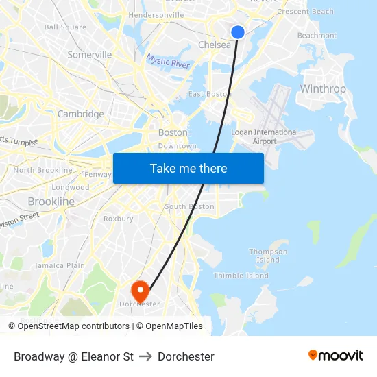 Broadway @ Eleanor St to Dorchester map