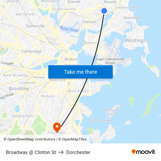 Broadway @ Clinton St to Dorchester map