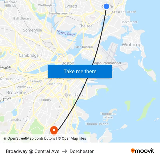 Broadway @ Central Ave to Dorchester map