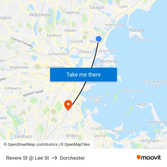 Revere St @ Lee St to Dorchester map