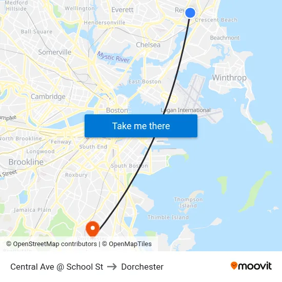Central Ave @ School St to Dorchester map