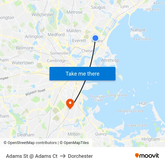 Adams St @ Adams Ct to Dorchester map