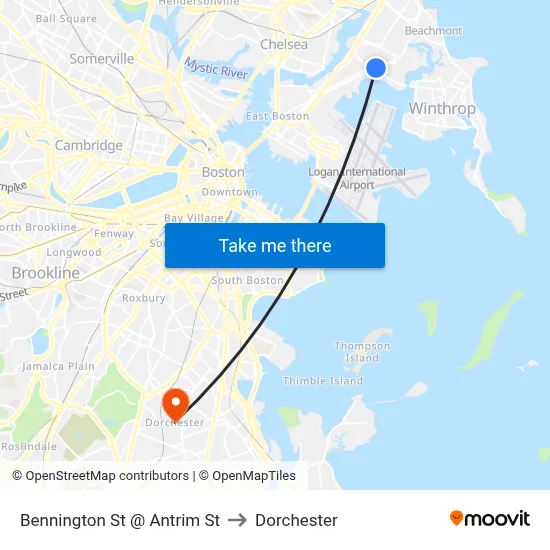 Bennington St @ Antrim St to Dorchester map