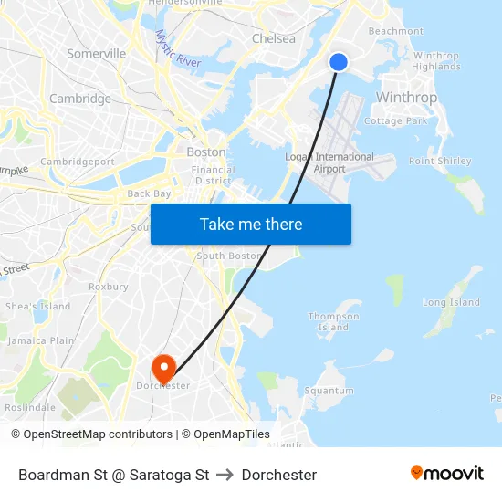 Boardman St @ Saratoga St to Dorchester map