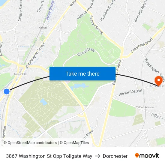 3867 Washington St Opp Tollgate Way to Dorchester map