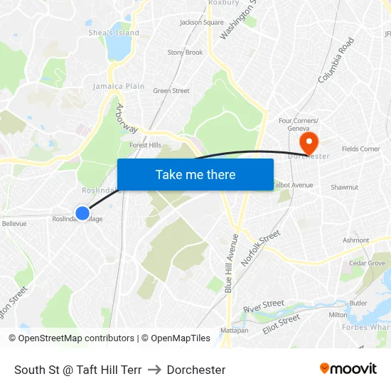 South St @ Taft Hill Terr to Dorchester map