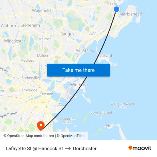 Lafayette St @ Hancock St to Dorchester map