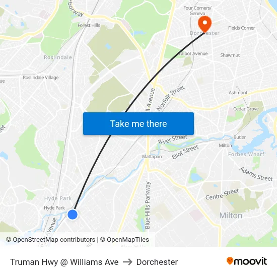 Truman Hwy @ Williams Ave to Dorchester map