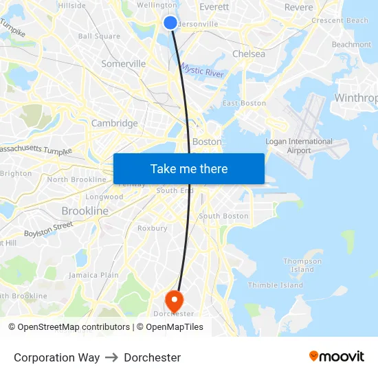 Corporation Way to Dorchester map