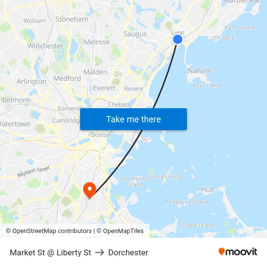 Market St @ Liberty St to Dorchester map