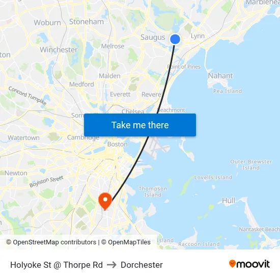 Holyoke St @ Thorpe Rd to Dorchester map