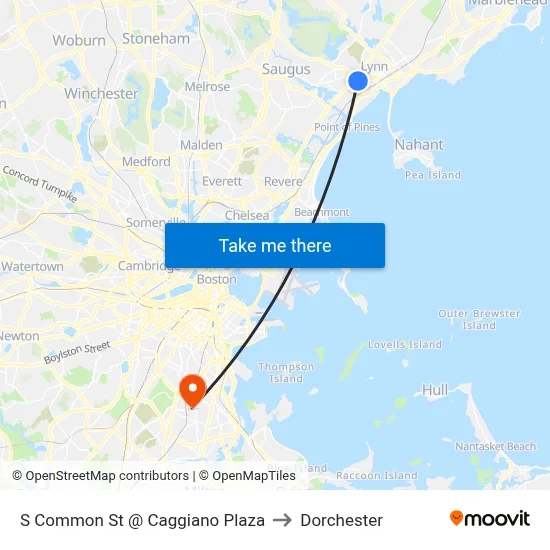 S Common St @ Caggiano Plaza to Dorchester map