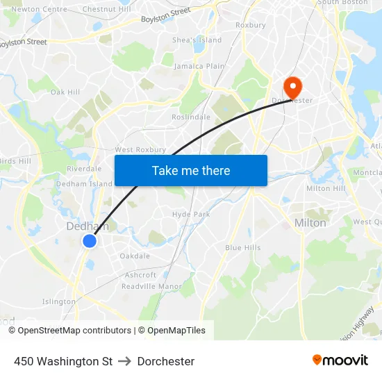 450 Washington St to Dorchester map