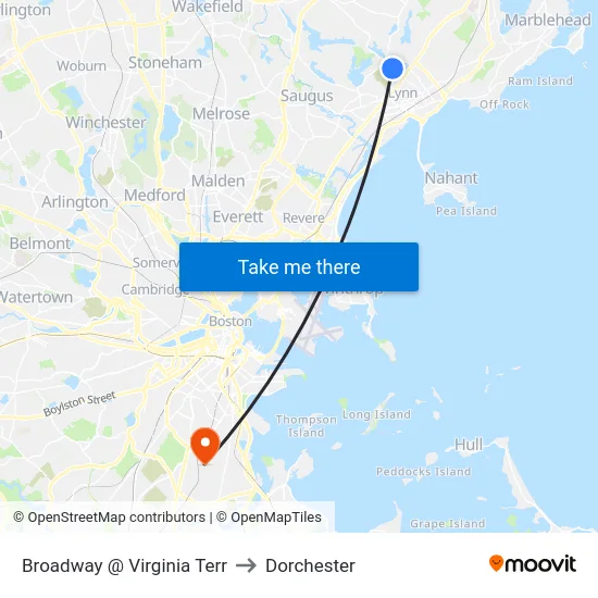 Broadway @ Virginia Terr to Dorchester map