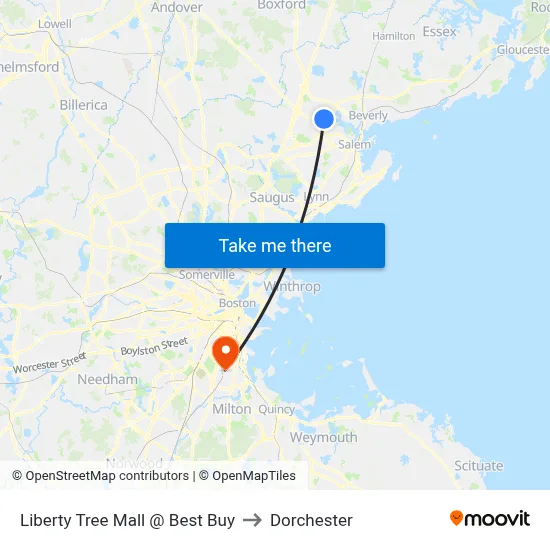 Liberty Tree Mall @ Best Buy to Dorchester map