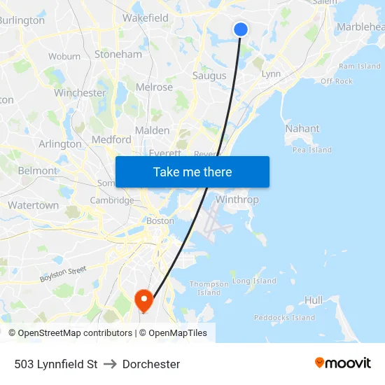 503 Lynnfield St to Dorchester map