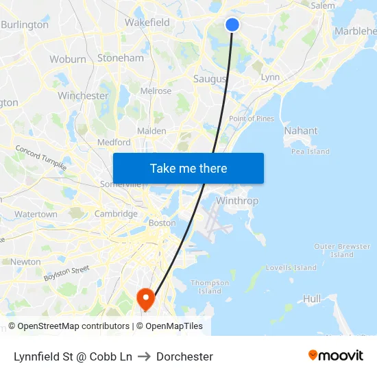 Lynnfield St @ Cobb Ln to Dorchester map