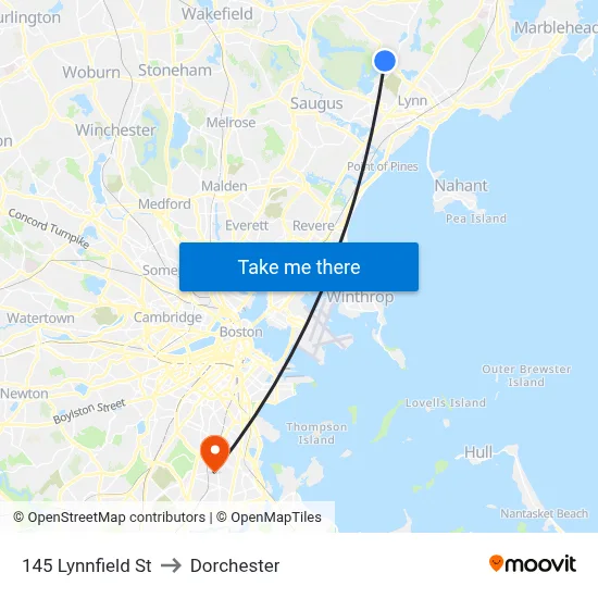 145 Lynnfield St to Dorchester map