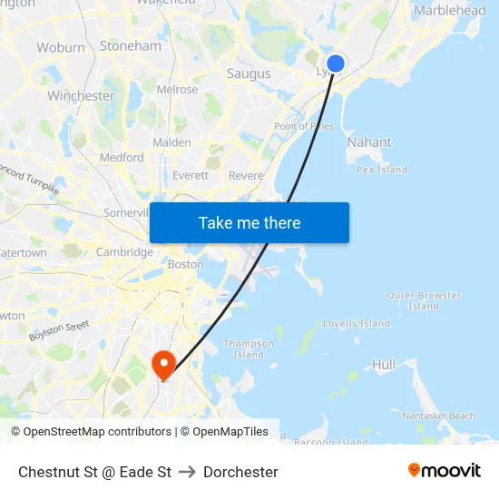 Chestnut St @ Eade St to Dorchester map
