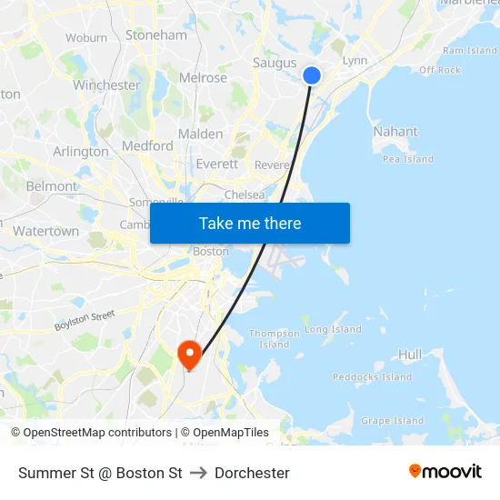Summer St @ Boston St to Dorchester map