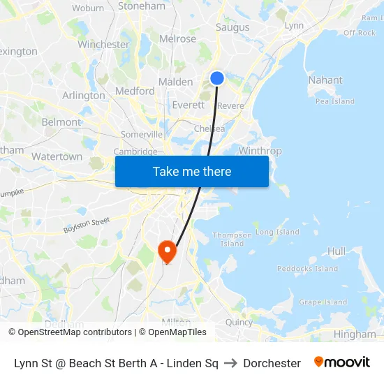 Lynn St @ Beach St Berth A - Linden Sq to Dorchester map
