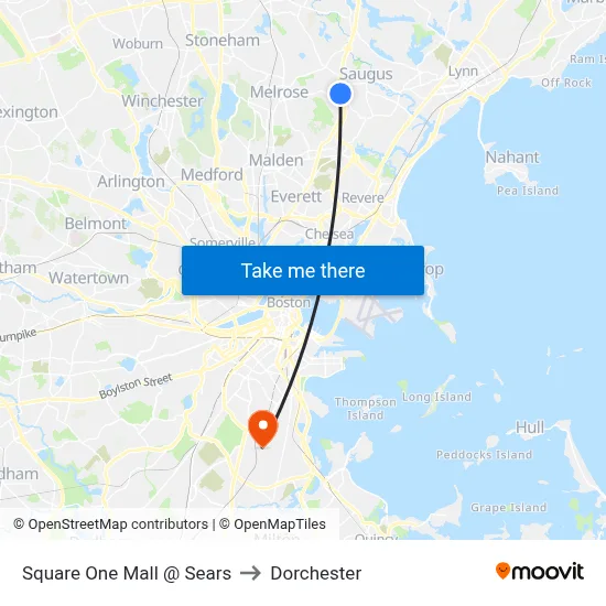 Square One Mall @ Sears to Dorchester map