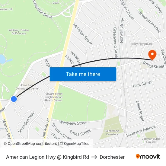American Legion Hwy @ Kingbird Rd to Dorchester map