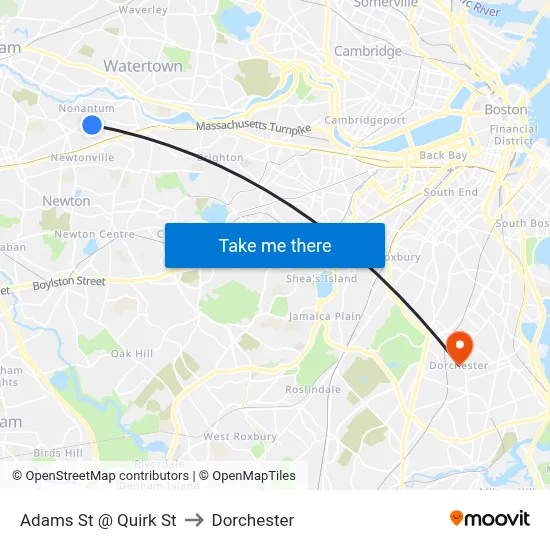Adams St @ Quirk St to Dorchester map