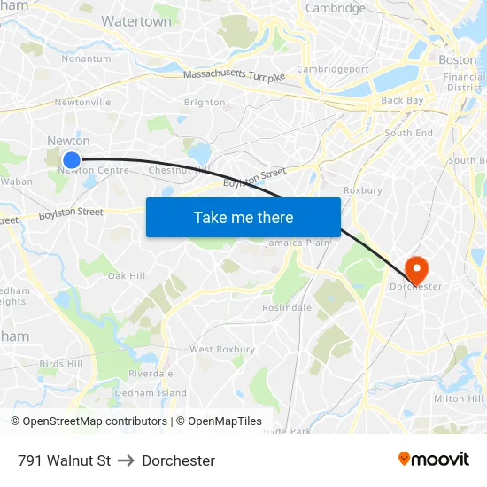791 Walnut St to Dorchester map