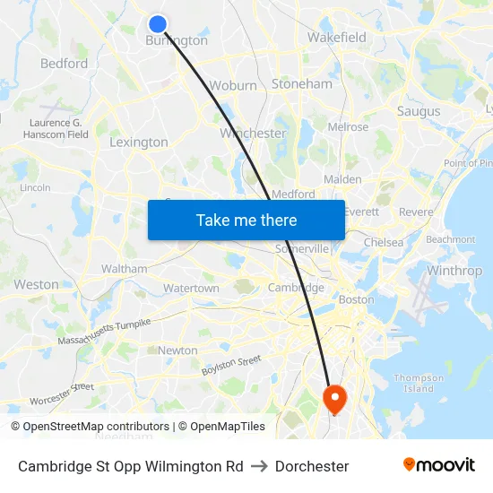 Cambridge St Opp Wilmington Rd to Dorchester map