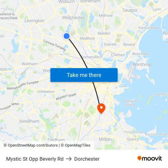 Mystic St Opp Beverly Rd to Dorchester map